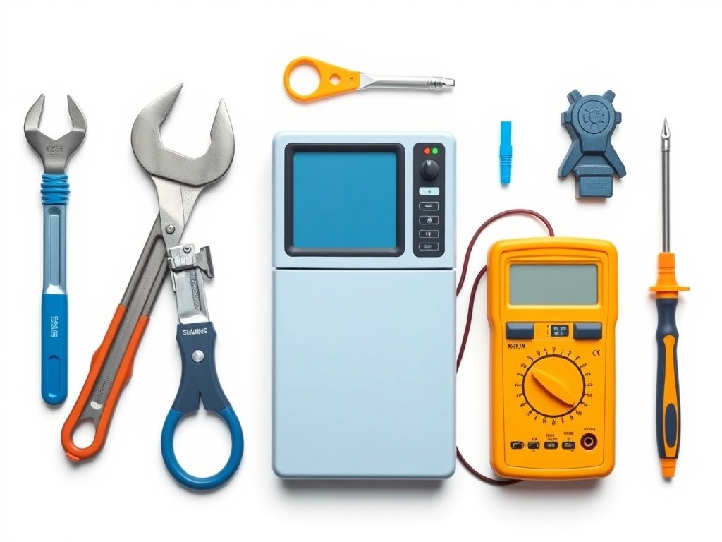 Flat illustration of appliance repair tools (decorative, AI-generated)