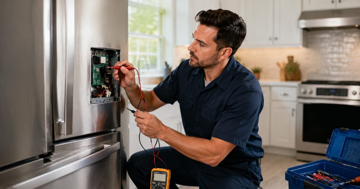 San Marcos Appliance Repair technician diagnosing an appliance control panel