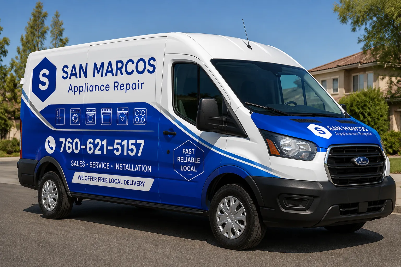 San Marcos Appliance Repair service van parked on a residential street