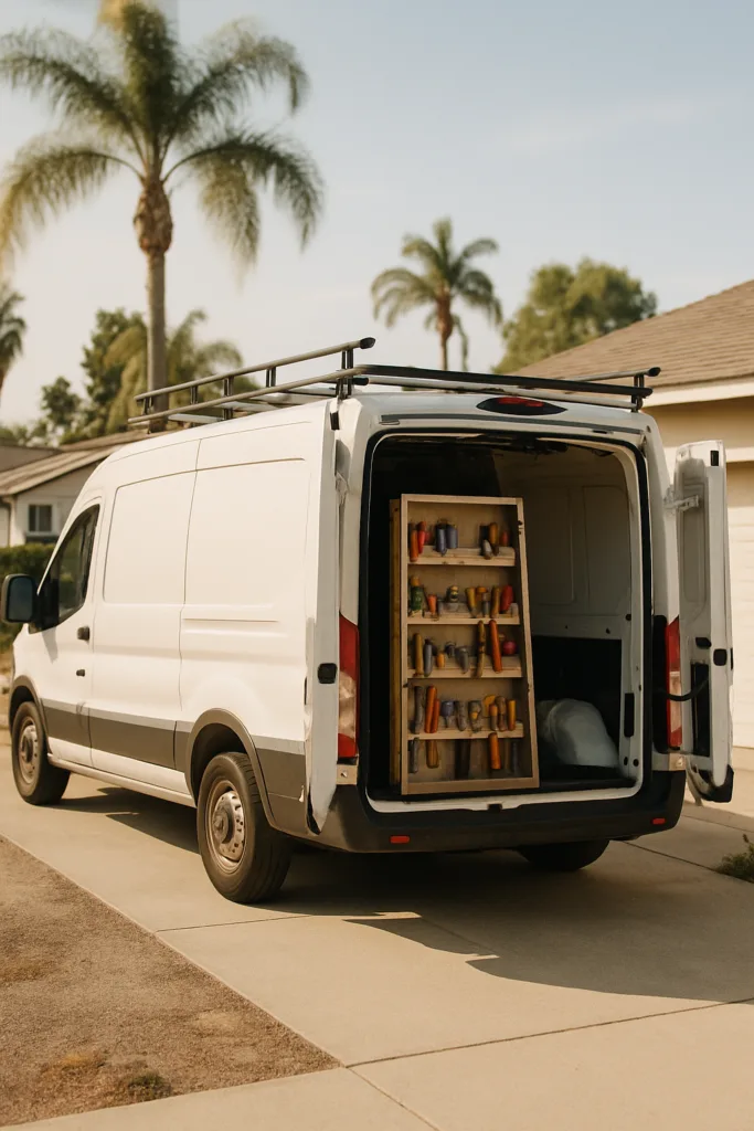 Service van used for appliance repair calls in San Marcos, CA