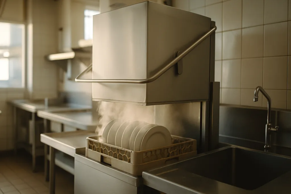 Commercial dishwashing equipment serviced for restaurant kitchens