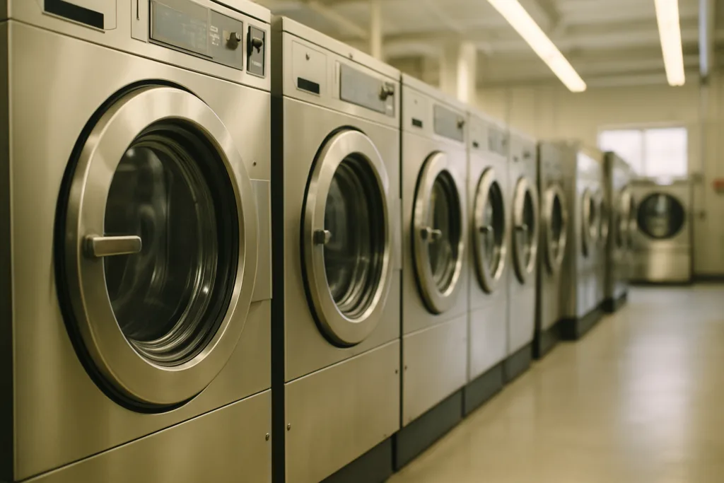 Commercial laundry equipment serviced for hotels and laundromats