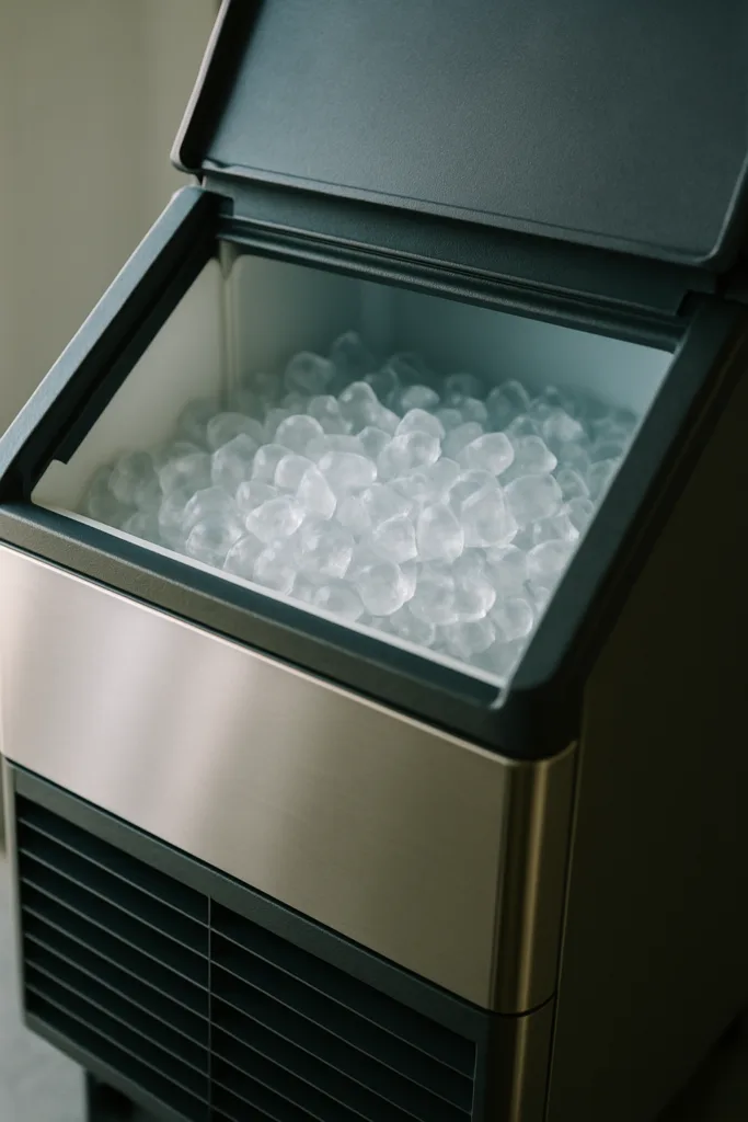 Commercial ice machine inspected during service