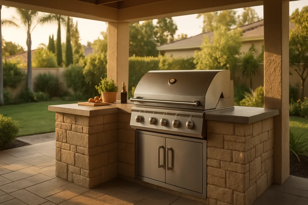 Outdoor kitchen grill equipment serviced for backyard installations
