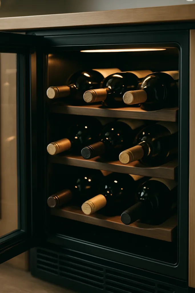 Outdoor wine refrigerator inspected during service