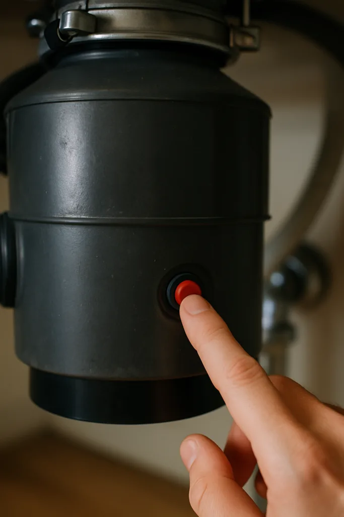 Resetting a garbage disposal during a repair