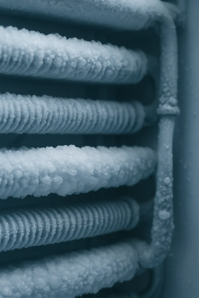 Frost buildup on a freezer evaporator coil