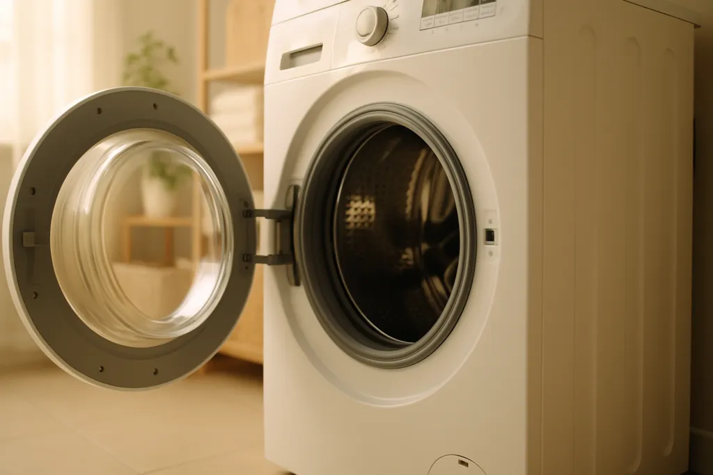 Washing machine drum inspected during a repair